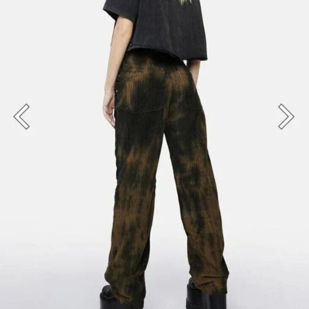 Free People Reese Pitched Straight Corduroy Jeans Tie Dye Brown Tan Size 24 - Picture 2 of 10